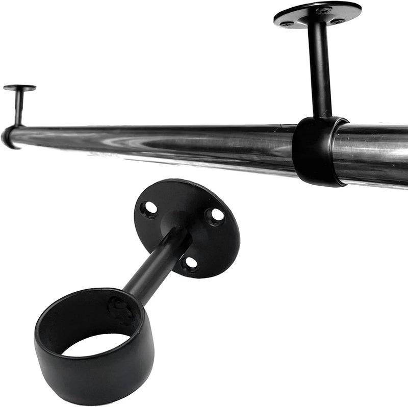 OperSeven 1-1/4 Inch 4 Packs Black Heavy Duty Stainless Steel Closet Rod End Supports Closet Pole Sockets Flange Rod Holder with Screws， Closet Shelf and Rod Brackets (Qualcomm Flange) - Image 4